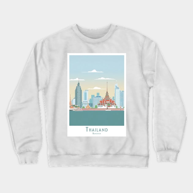 Bangkok Skyline and Temples Crewneck Sweatshirt by POD24